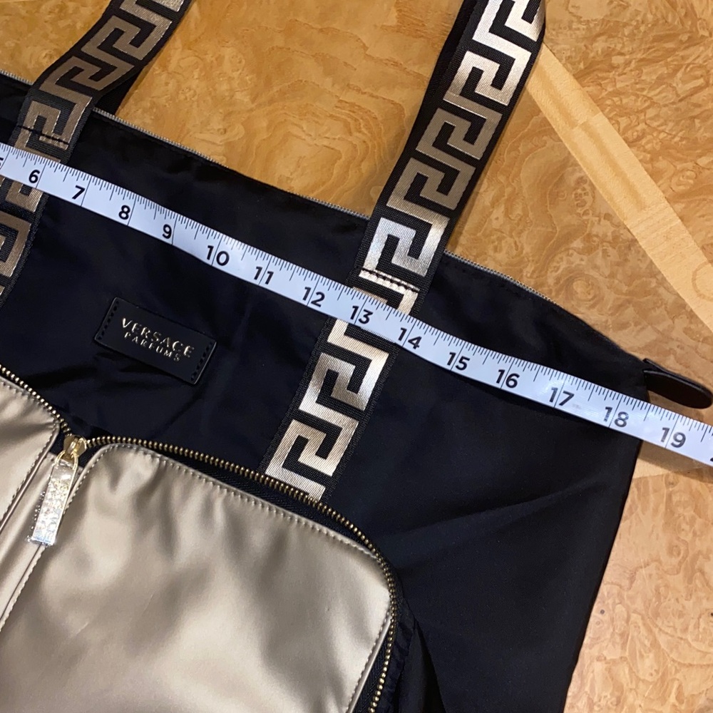 New! Versace Large Black Foldable Weekend Tote with Gold Accents - Picture 16 of 16